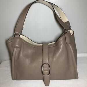A.D.M.J. Made in Japan tan leather shoulder bag purse tote snap closure luxury